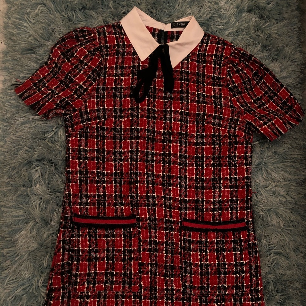 Shein Tie Neck Tweed Dress 💃👠